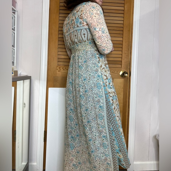 Bohemian Print V-neck Tassel Button Front Chiffon Dress New With Tags Size Small - Picture 5 of 11